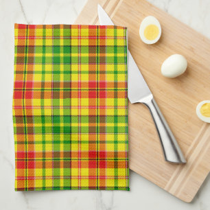 Linge De Cuisine Carreaux Tartan à motif jaune rouge et vert