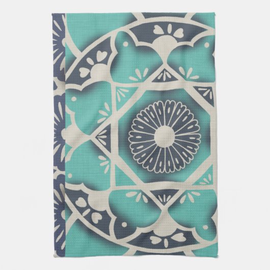Linge De Cuisine Carrelage bleu Batik II (Vertical)