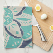 Linge De Cuisine Carrelage bleu Batik IV (Quart Plié)