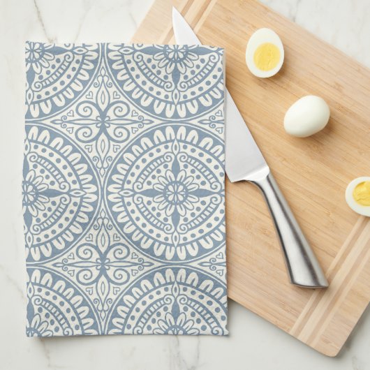 Linge De Cuisine Carrelage bleu marocain Motif (Quart Plié)