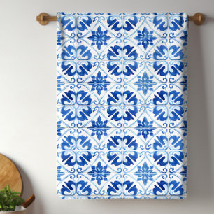 Linge De Cuisine Carrelage bleu méditerranéen