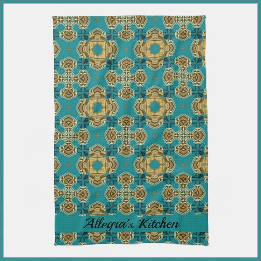 Linge De Cuisine Carrelage marocain Boho bleu et or