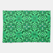 Linge De Cuisine Carrelage marocain floral, vert Jade clair et fonc (Horizontal)