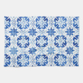 Linge De Cuisine Carrelage Méditerranéen Bleu (Horizontal)