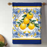 Linge De Cuisine Carrelage méditerranéen Bouquet de citron<br><div class="desc">Carrelage méditerranéen et jolies serviettes de cuisine en bouquet de citron. De beaux citrons sur un arrière - plan de tuiles méditerranéennes bleu et blanc. Vous pouvez ajouter du texte à personnaliser.</div>