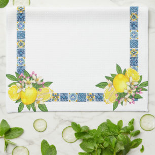 Linge De Cuisine Carrelage méditerranéen clair Sicilien Citrus Lemo