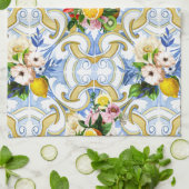Linge De Cuisine Carrelage méditerranéen, majolica, style sicilien  (Plié)