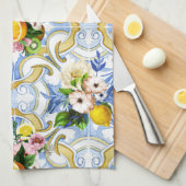 Linge De Cuisine Carrelage méditerranéen, majolica, style sicilien  (Quart Plié)