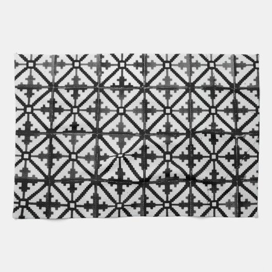 Linge De Cuisine Carrelage noir et blanc Motif (Horizontal)