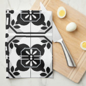 Linge De Cuisine Carrelage portugais noir et blanc Conception d'une (Quart Plié)