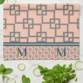 Linge De Cuisine Carrés Art déco qui se chevauchent (Monogrammed) (Plié)