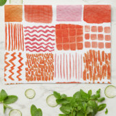 Linge De Cuisine Carrés d'aquarelle | Boho chaud Abstrait (Plié)