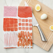 Linge De Cuisine Carrés d'aquarelle | Boho chaud Abstrait (Quart Plié)