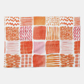 Linge De Cuisine Carrés d'aquarelle | Boho chaud Abstrait (Horizontal)