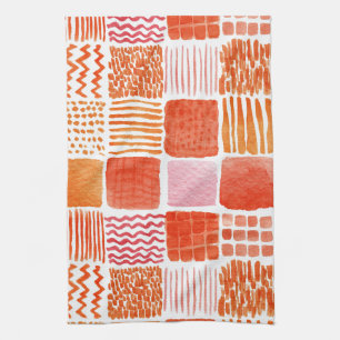 Linge De Cuisine Carrés d'aquarelle Boho chaud Abstrait