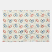 Linge De Cuisine Carrés de fleurs rose et bleu (Horizontal)