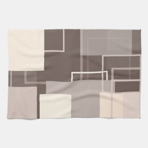 Linge De Cuisine Carrés géométriques - Chocolat et crème