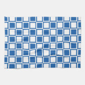 Linge De Cuisine Carrés Mod Bleu Denim Gras (Horizontal)