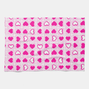 Linge De Cuisine Carrés pastel amusants à cœur rose