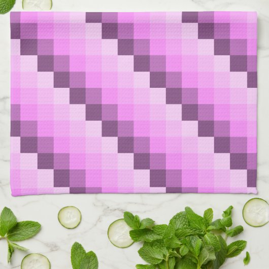 Linge De Cuisine Carrés rose et violet (Plié)