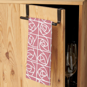 Linge De Cuisine Carrés Roses Art Déco Stylisé rose floral