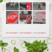 Linge De Cuisine Carrés rouges (Plié)