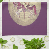 Linge De Cuisine Carrousel rétro violet vintage (Plié)