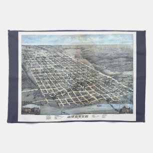 Linge De Cuisine Carte antique aérienne de la ville d'Austin, Texas