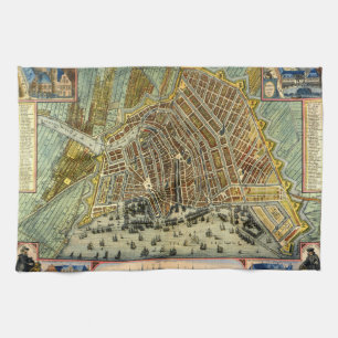 Linge De Cuisine Carte antique de la rue d'Amsterdam, Pays-Bas
