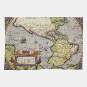 Linge De Cuisine Carte antique du monde les Amériques par Abraham O