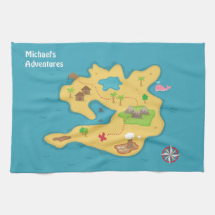 Linge De Cuisine Carte au trésor d'aventure de l'île des pirates po