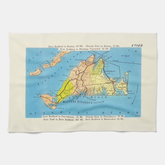 Linge De Cuisine Carte automobile de Martha's Vineyard Island (Horizontal)