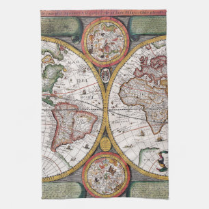 Linge De Cuisine Carte céleste vintage du monde avec diagrammes du