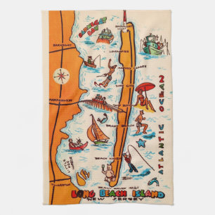 Linge De Cuisine Carte colorée de l'île de la longue plage