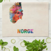 Linge De Cuisine Carte d'aquarelle de la Norvège (Plié)