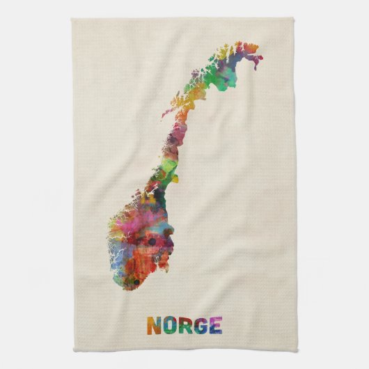 Linge De Cuisine Carte d'aquarelle de la Norvège (Vertical)