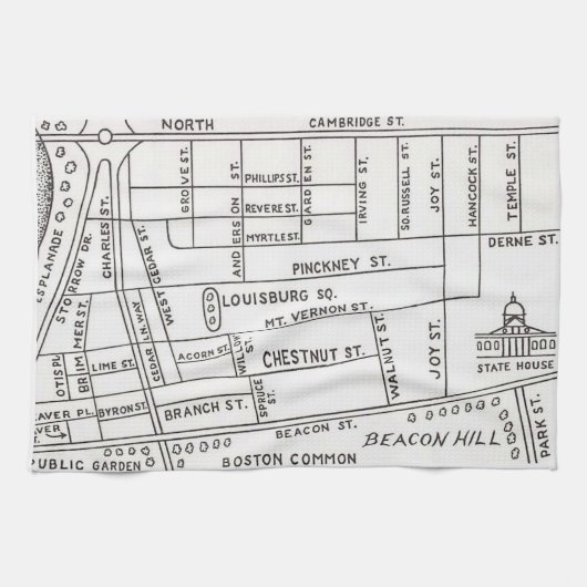 Linge De Cuisine Carte de Beacon Hill à Boston  (Horizontal)