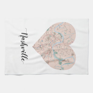 Linge De Cuisine Carte de coeur de Nashville