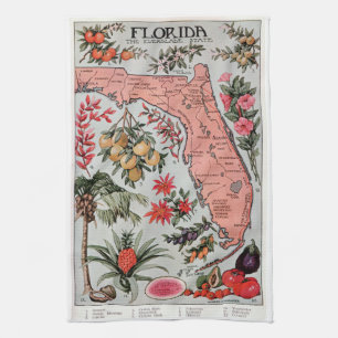 Linge De Cuisine Carte de Floride vintage