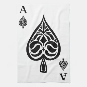 Linge De Cuisine Carte de jeu Ace of Spades Black and White