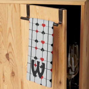 Linge De Cuisine Carte de jeu Art Déco Convient v2 Monogrammé