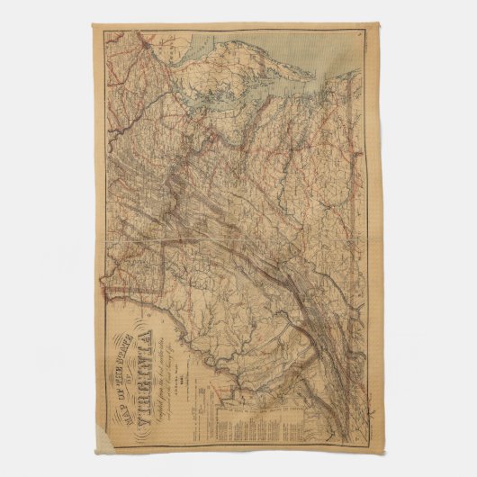 Linge De Cuisine Carte de l'état de Virginie (1865) (Vertical)