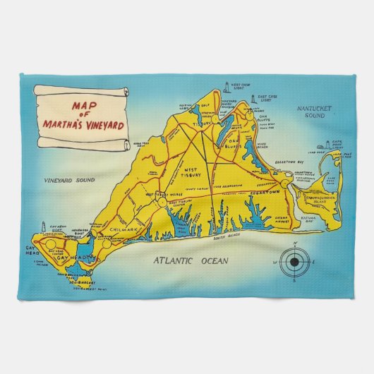 Linge De Cuisine Carte de Martha's Vineyard (Horizontal)