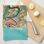 Linge De Cuisine Carte de Winnipeg/bleu (Quart Plié)