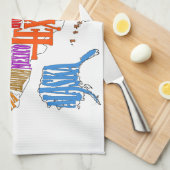 LINGE DE CUISINE CARTE DES USA (Quart Plié)