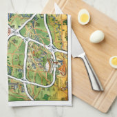 Linge De Cuisine Carte du dessin animé de Houston au Texas (Quart Plié)