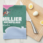 Linge De Cuisine Carte du lac Hillier en Australie. (Quart Plié)