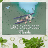 Linge De Cuisine Carte du lac Okeechobee Floride. (Plié)
