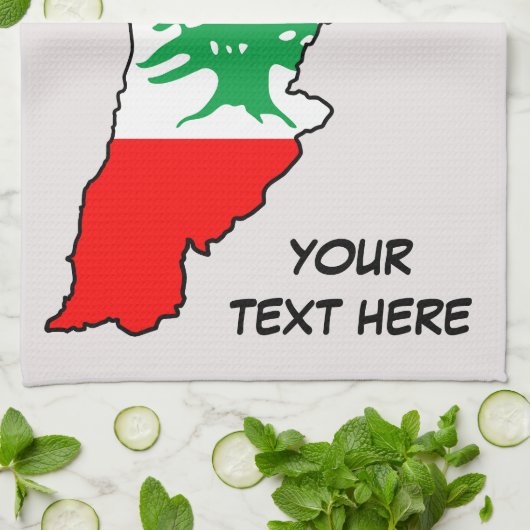 Linge De Cuisine Carte du Liban avec drapeau (Plié)