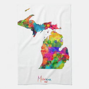 Linge De Cuisine Carte du Michigan